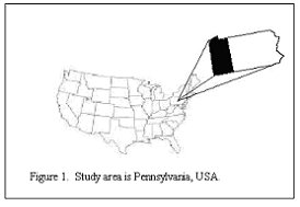 Map of USA showing position of study area within Pennsylvania