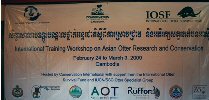 The workshop banner, showing all contributing organisations including CI, International Otter Survival Fund, Otter Specialist Group, Furget-Me-Not, Rufford